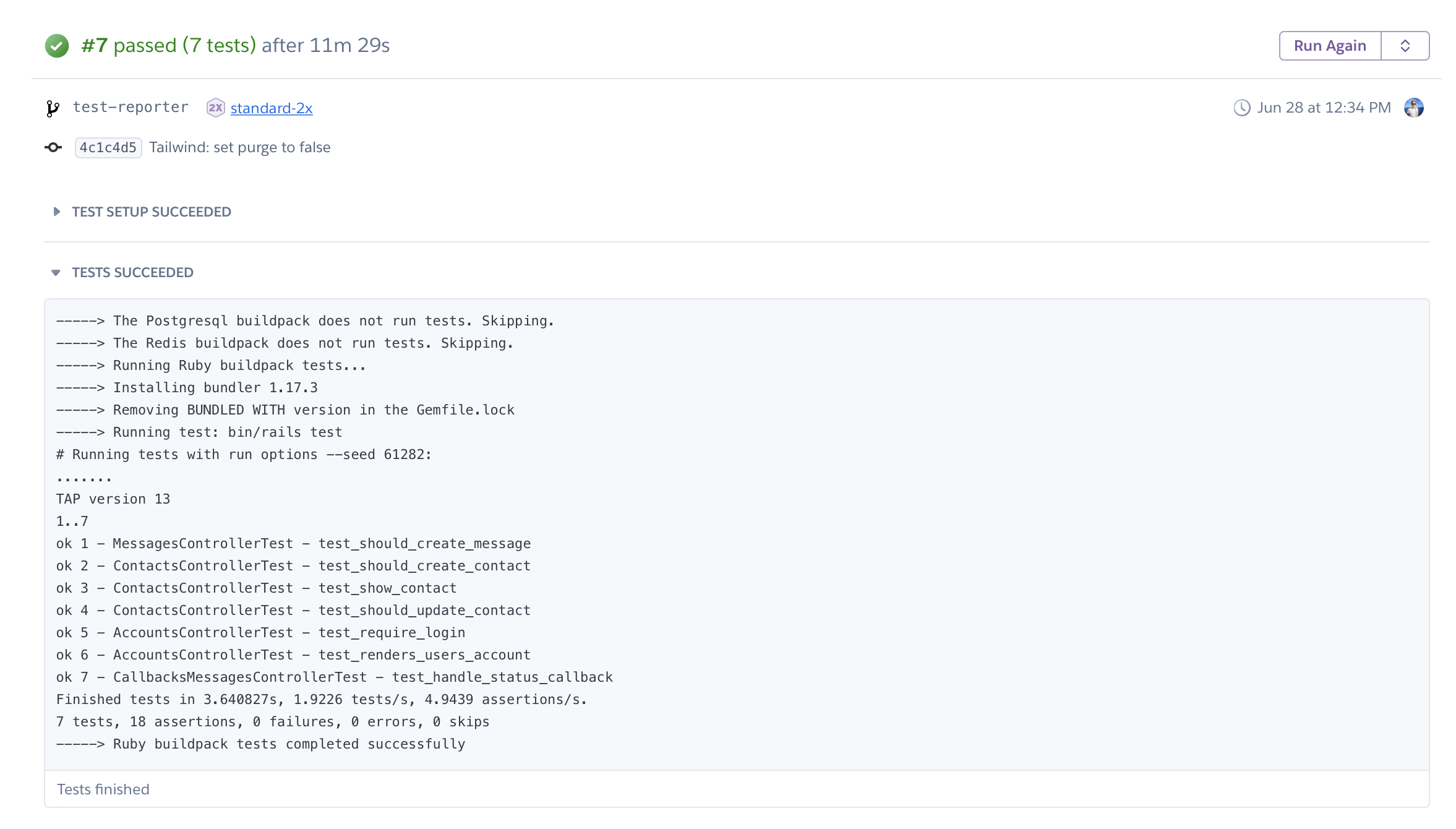 Successful tests on Heroku